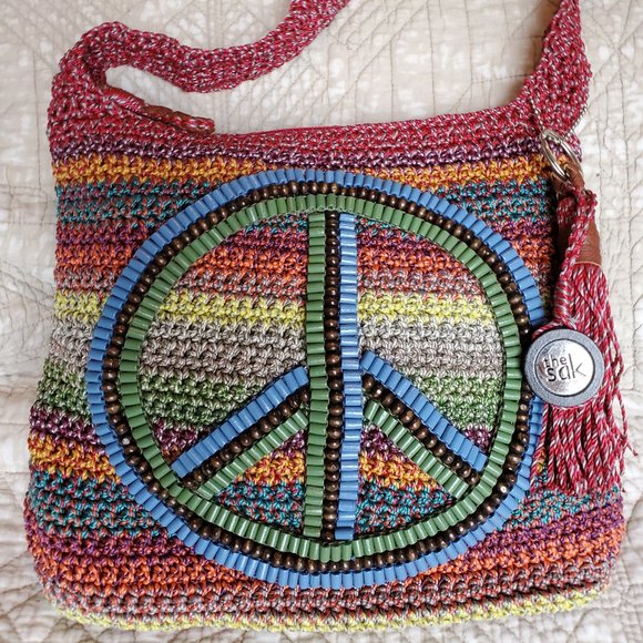 The Sak Handbags - The Sak Beaded Peace Symbol Crossbody Purse Bag